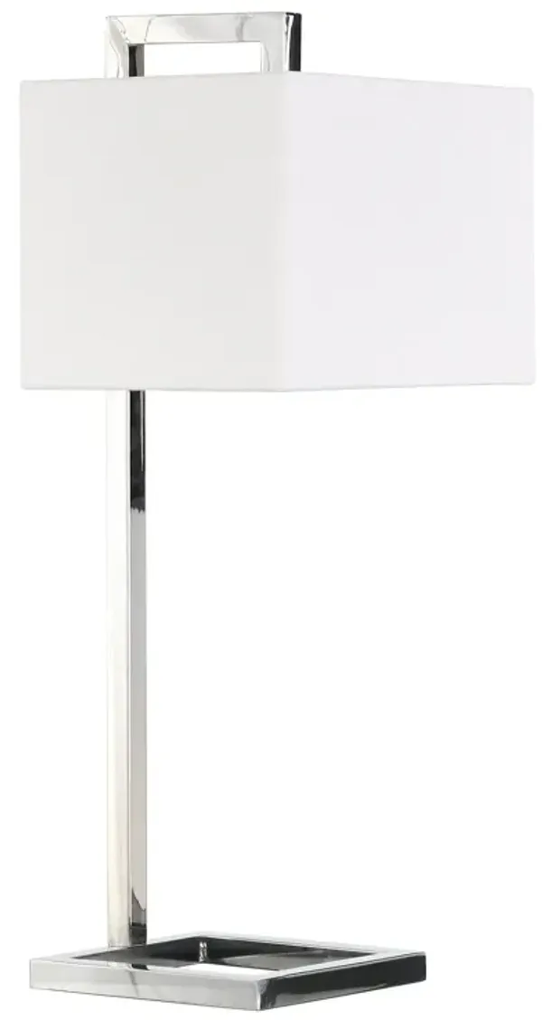 Metal Square Arched Table Lamp With White Square Shade - Silver
