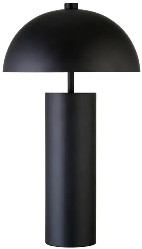 Metal Table Lamp With Black Dome Shade - Black