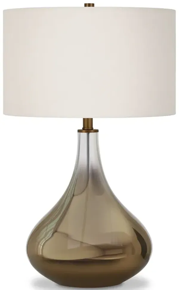 Glass Gourd Table Lamp With White Drum Shade - Brass