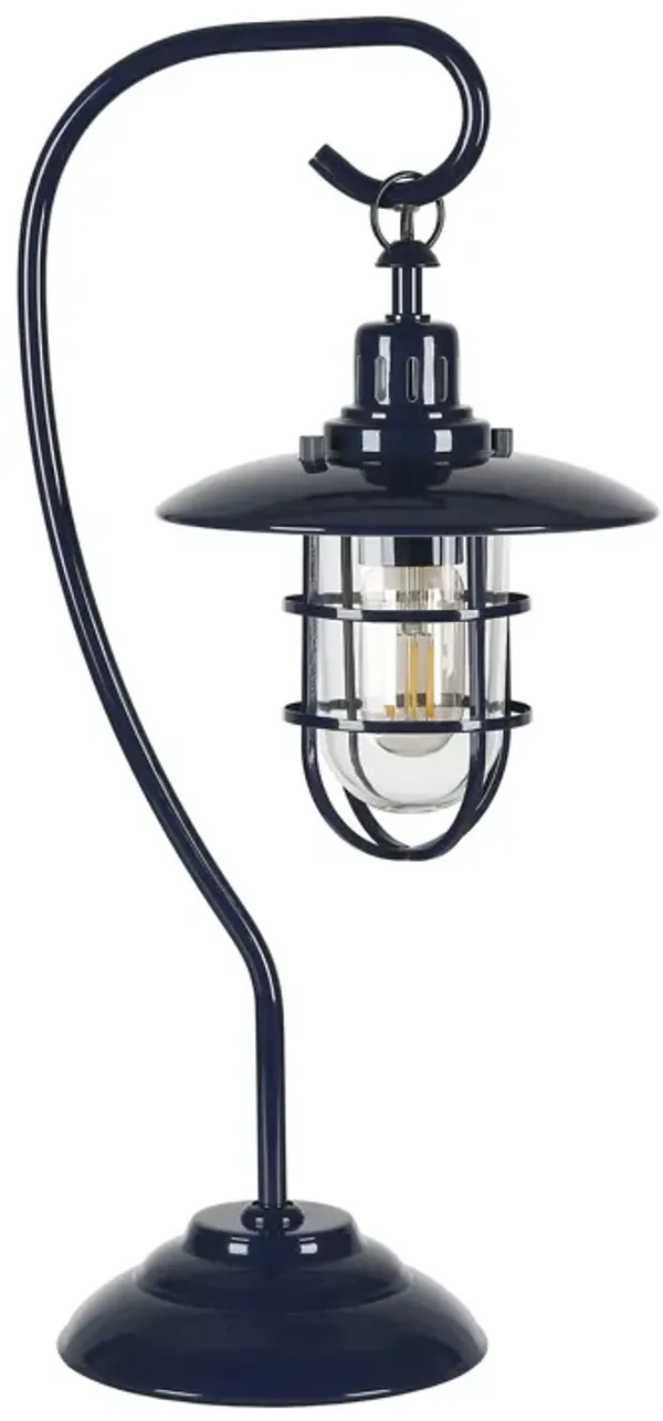 Metal Arched Table Lamp With Navy Blue Cage Shade - Navy Blue