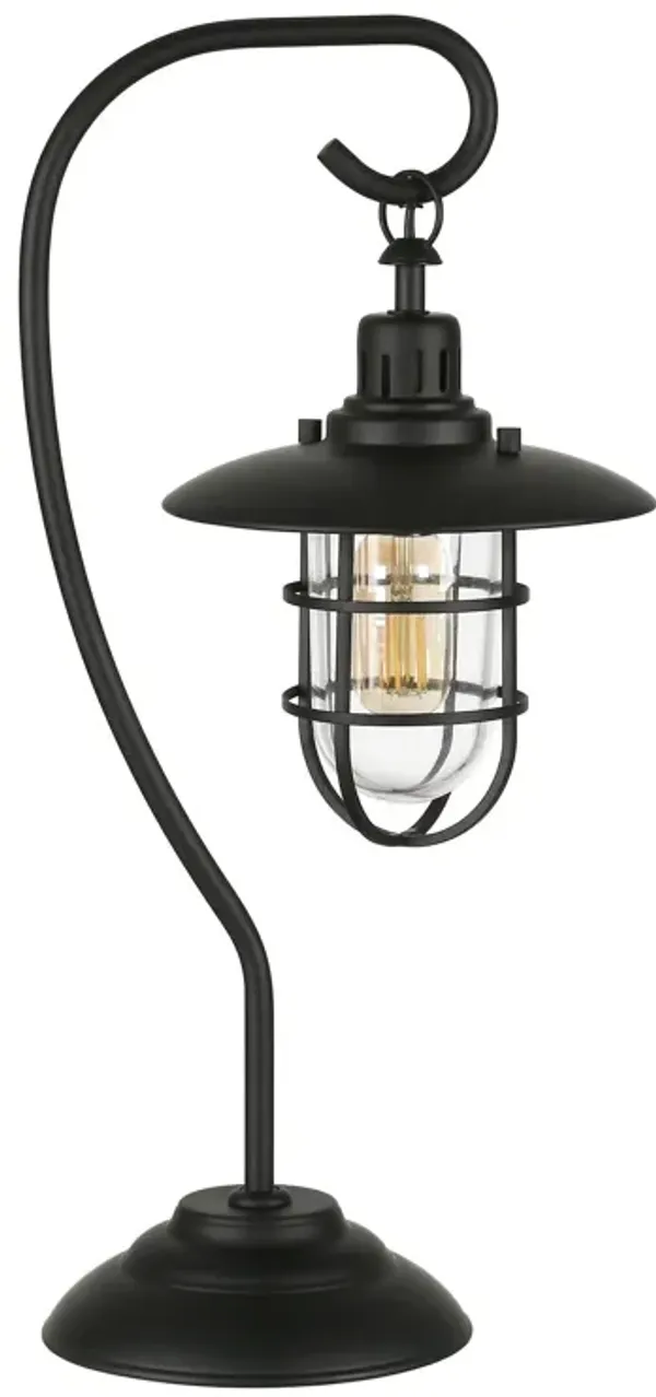 Metal Arched Table Lamp With Black Cage Shade - Black