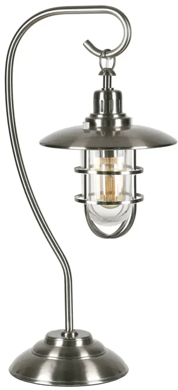 Metal Arched Table Lamp With Nickel Cage Shade - Nickel