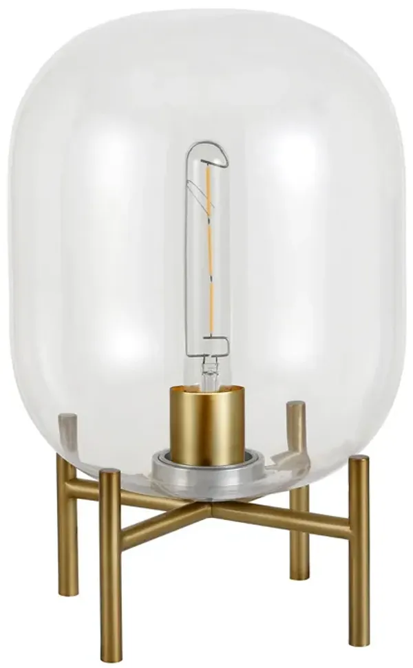 15" Metal Table Lamp With Clear Cylinder Shade - Brass