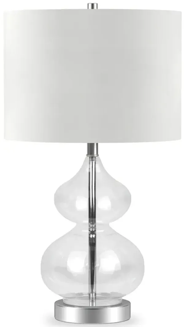 23" Glass Gourd Table Lamp With Drum Shade - Clear White