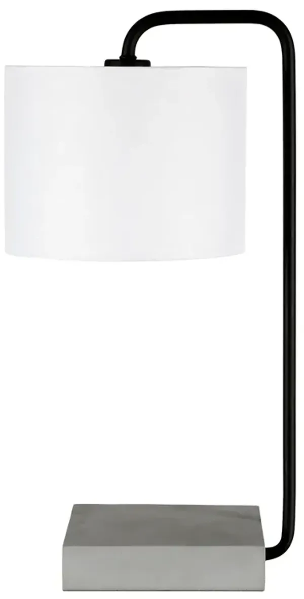 Concrete Arched Table Lamp With White Drum Shade - Black And Gray