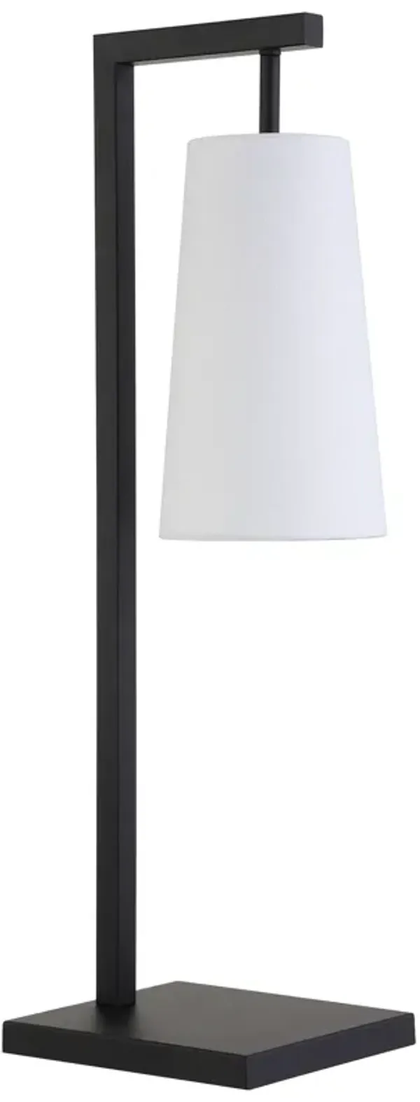Metal Desk Table Lamp With White Cone Shade - Black