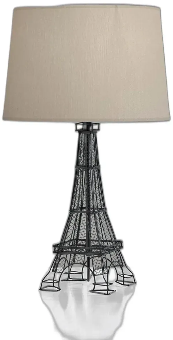 Acrylic Paris Desk Table Lamp With White Drum Shade - Black