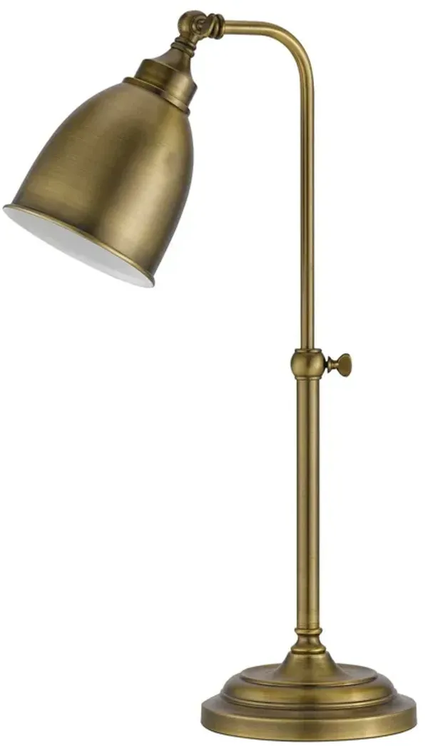 Metal Adjustable Table Lamp With Antiqued Brass Dome Shade - Bronze