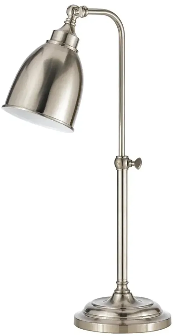 Metal Adjustable Table Lamp With Nickel Dome Shade - Nickel