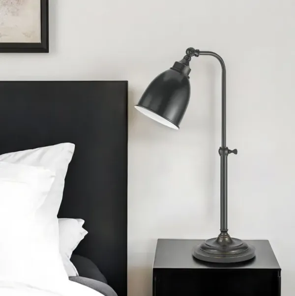 27" Metal Adjustable Lantern Table Lamp With Bronze Dome Shade - Bronze