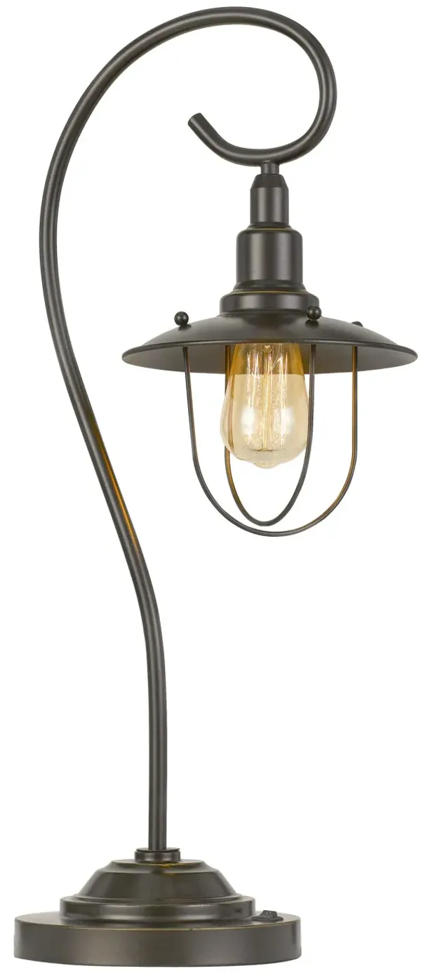 Metal Open Cage Style Table Lamp - Bronze