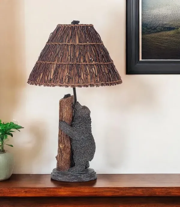 Novelty Table Lamp With Brown Empire Shade - Gray