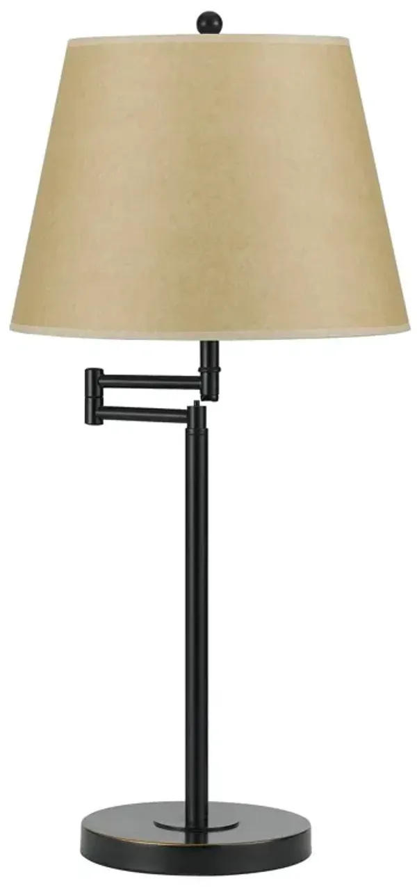 Metal Table Lamp With Tan Empire Shade - Bronze