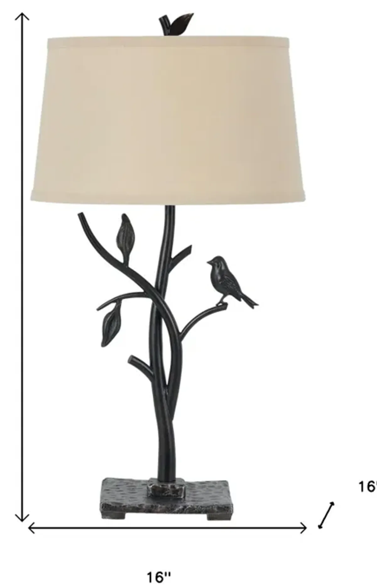 Metal Table Lamp With Tan Empire Shade - Tan