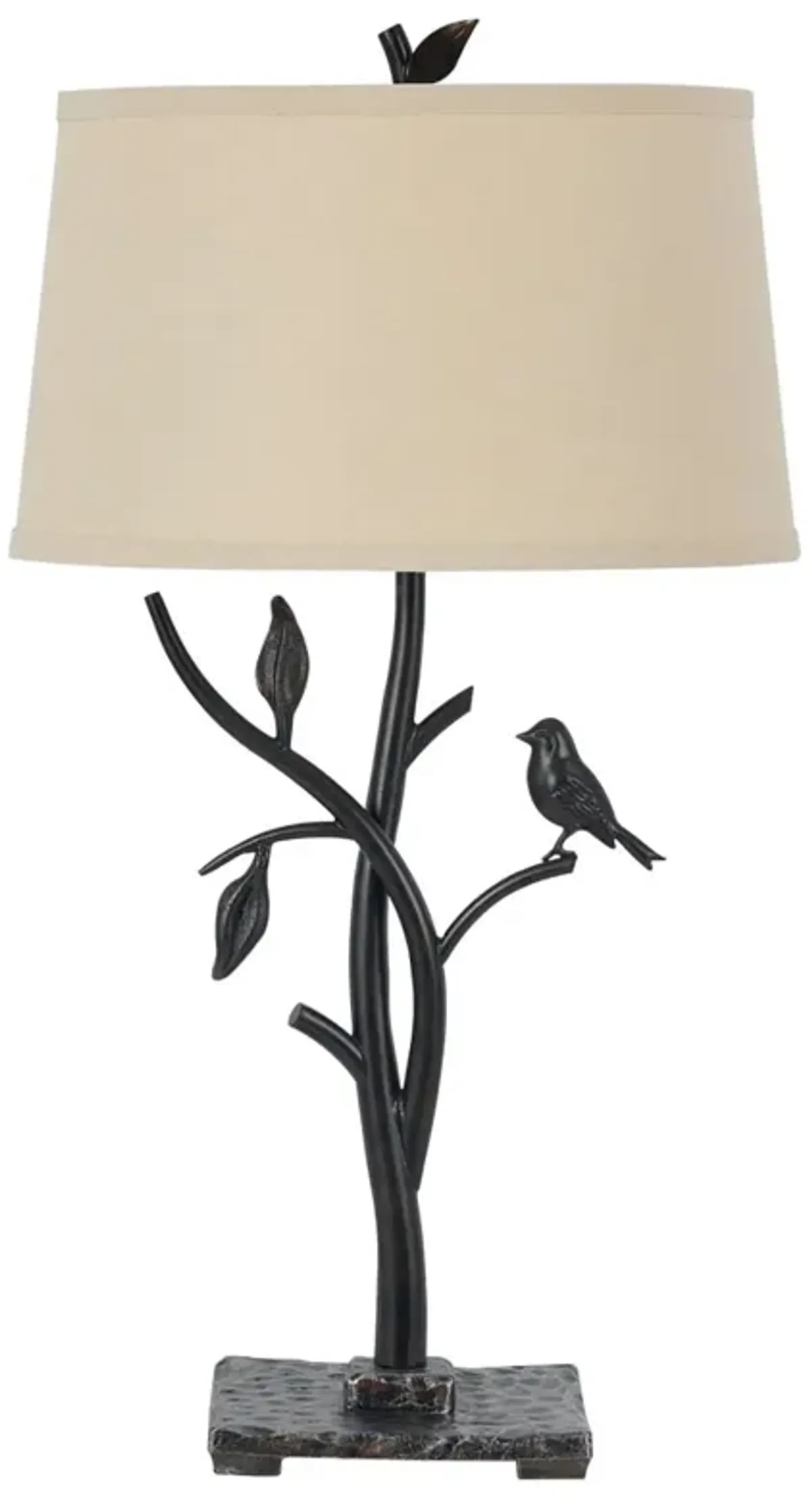 Metal Table Lamp With Tan Empire Shade - Tan