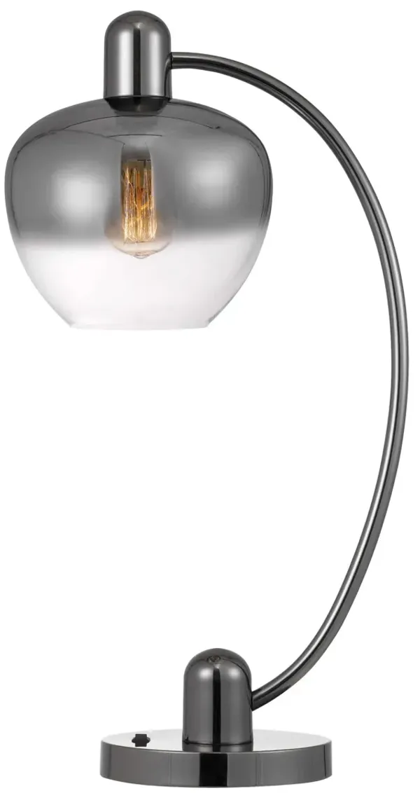 Metal Table Lamp With Silver Metallic Globe Shade - Gunmetal
