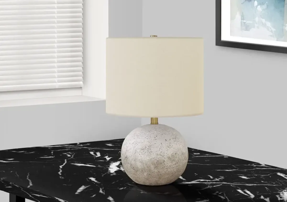 20" Concrete Round Table Lamp With Ivory Drum Shade - Gray