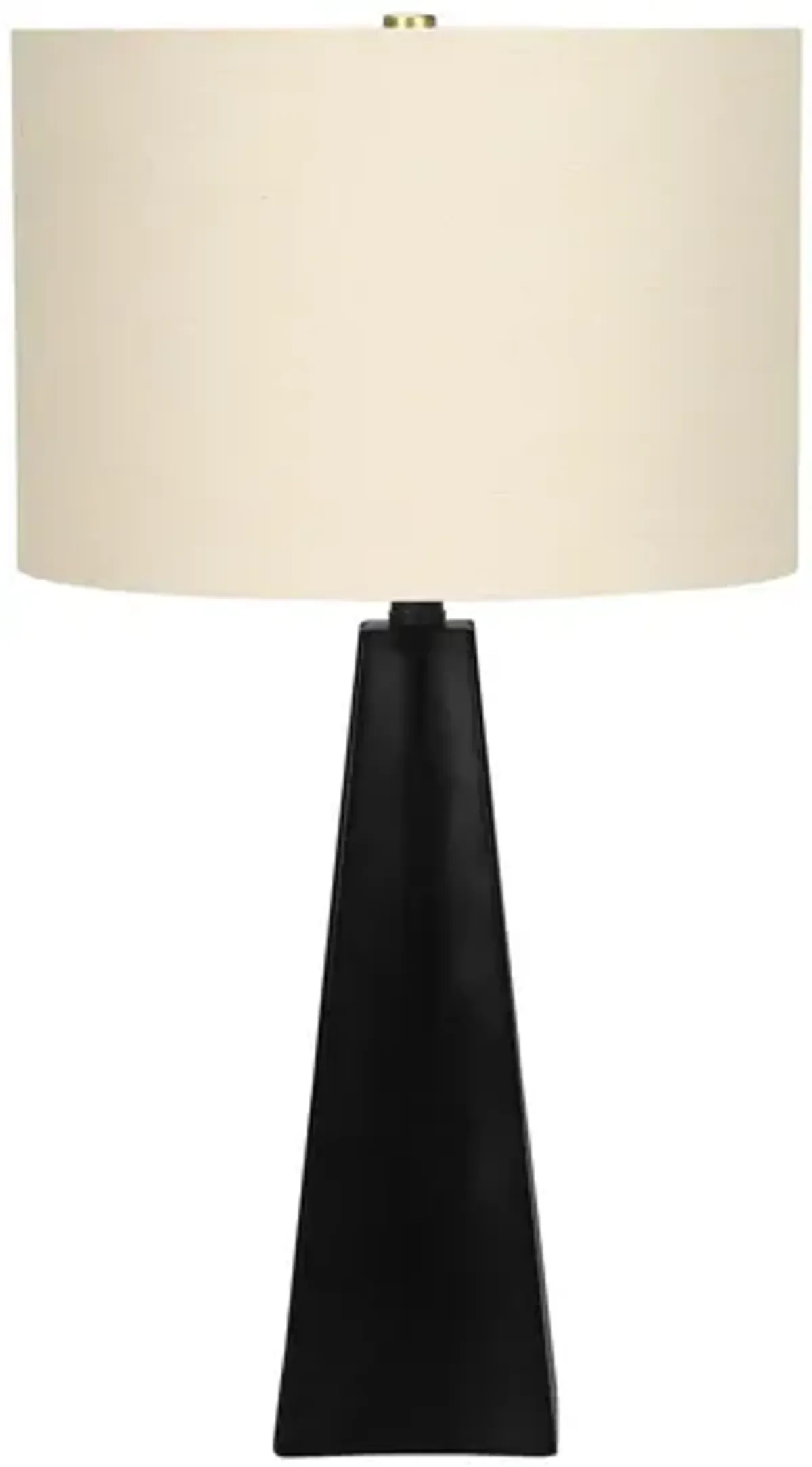 Geometric Table Lamp With Beige Drum Shade - Black