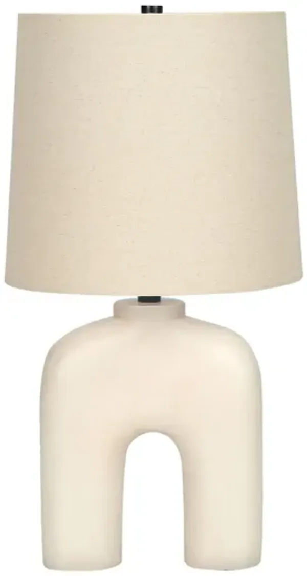 Geometric Table Lamp With Beige Empire Shade - Cream