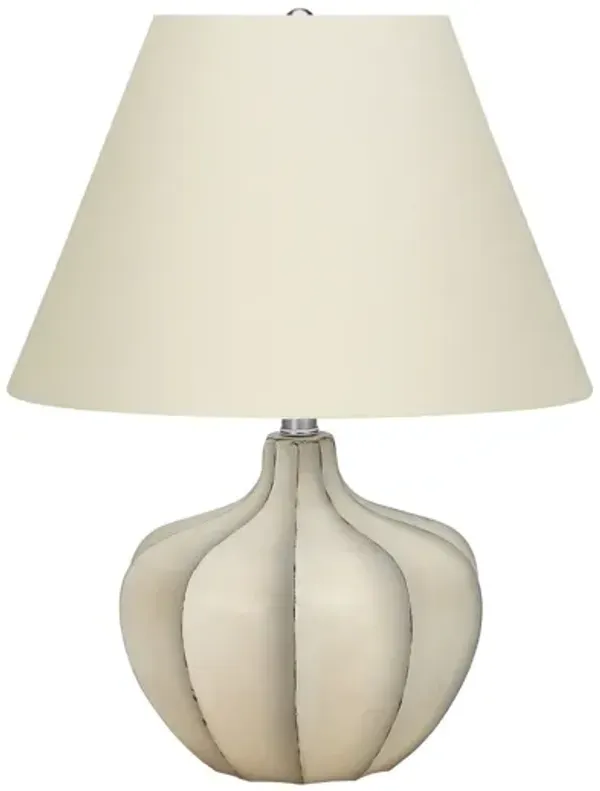 Round Table Lamp With Cream Empire Shade - Cream