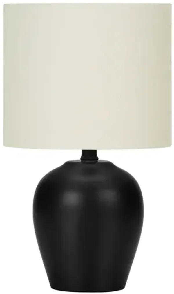 17" Ceramic Round Table Lamp With Ivory Drum Shade - Black