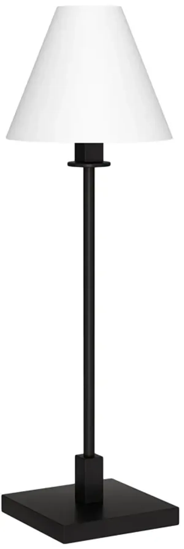 Metal Candlestick Table Lamp With White Cone Shade - Black