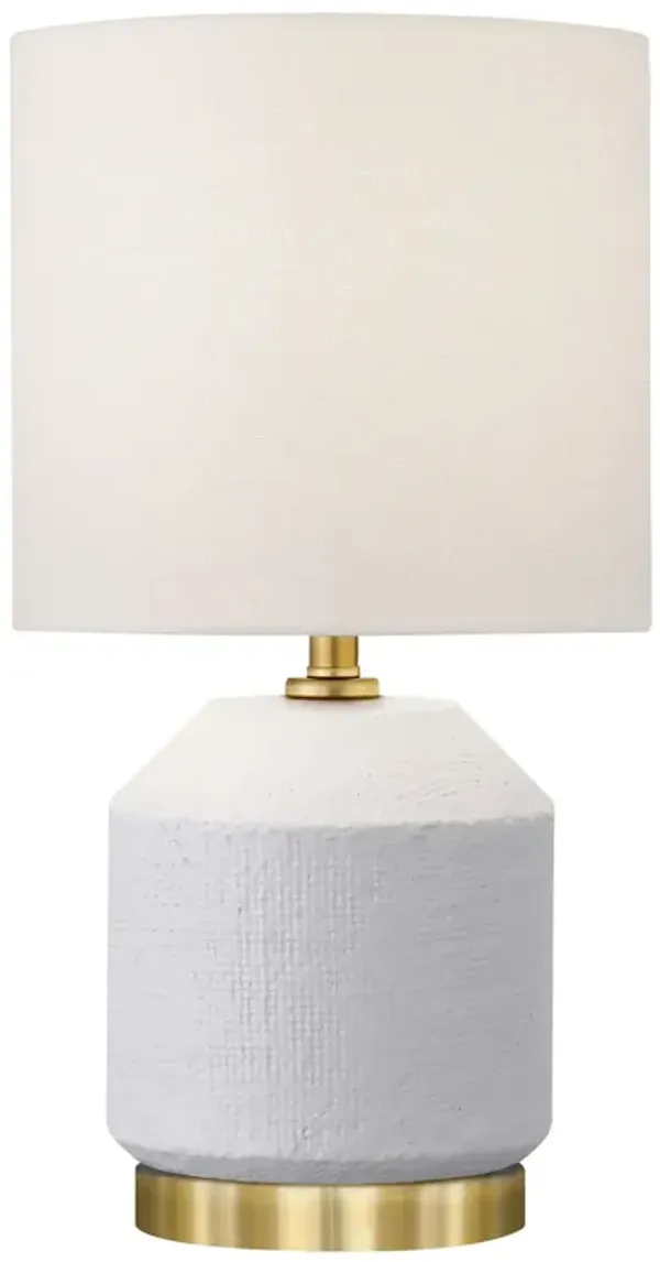 15" Ceramic Cylinder Table Lamp With White Drum Shade - Gold And White