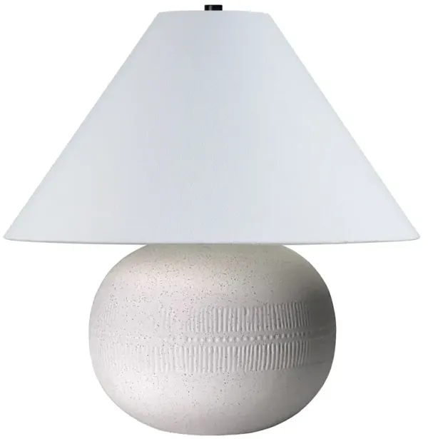 Ceramic Round Table Lamp With White Cone Shade - Off-White