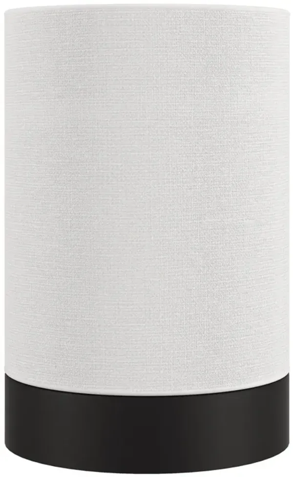 Metal Cylinder Bedside Table Lamp With White Drum Shade - Black