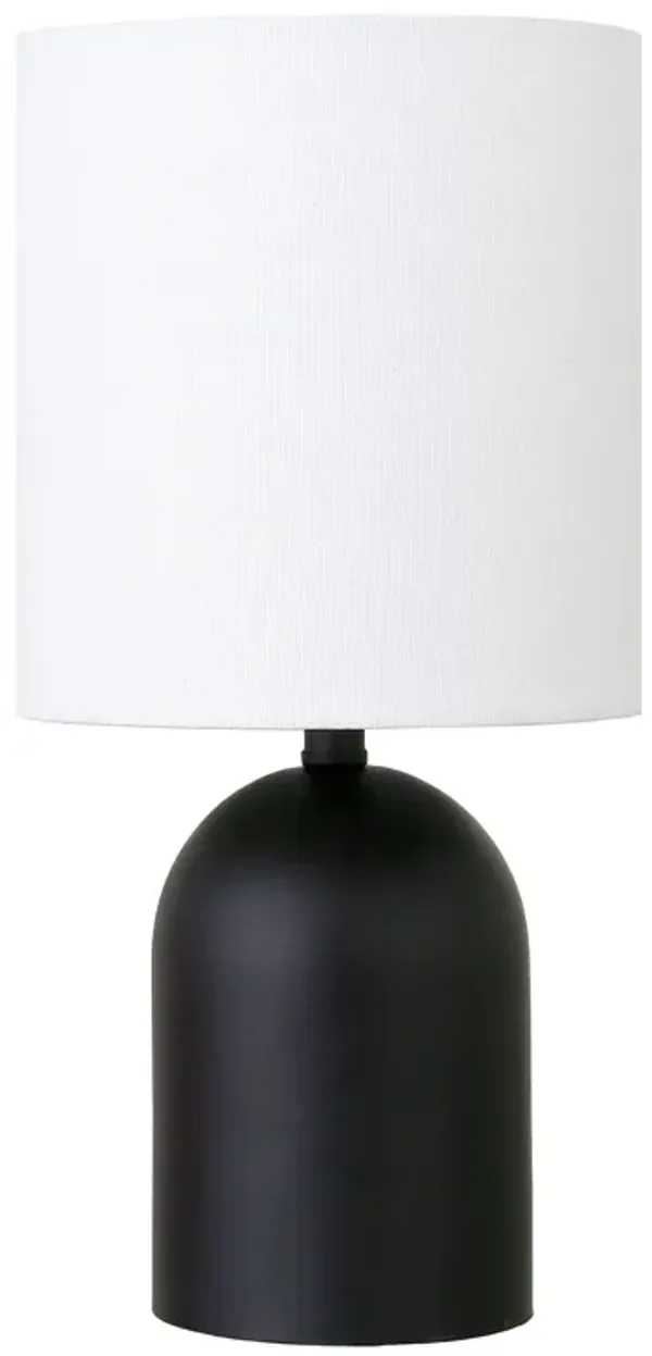 Metal Cylinder Table Lamp With White Drum Shade - Black