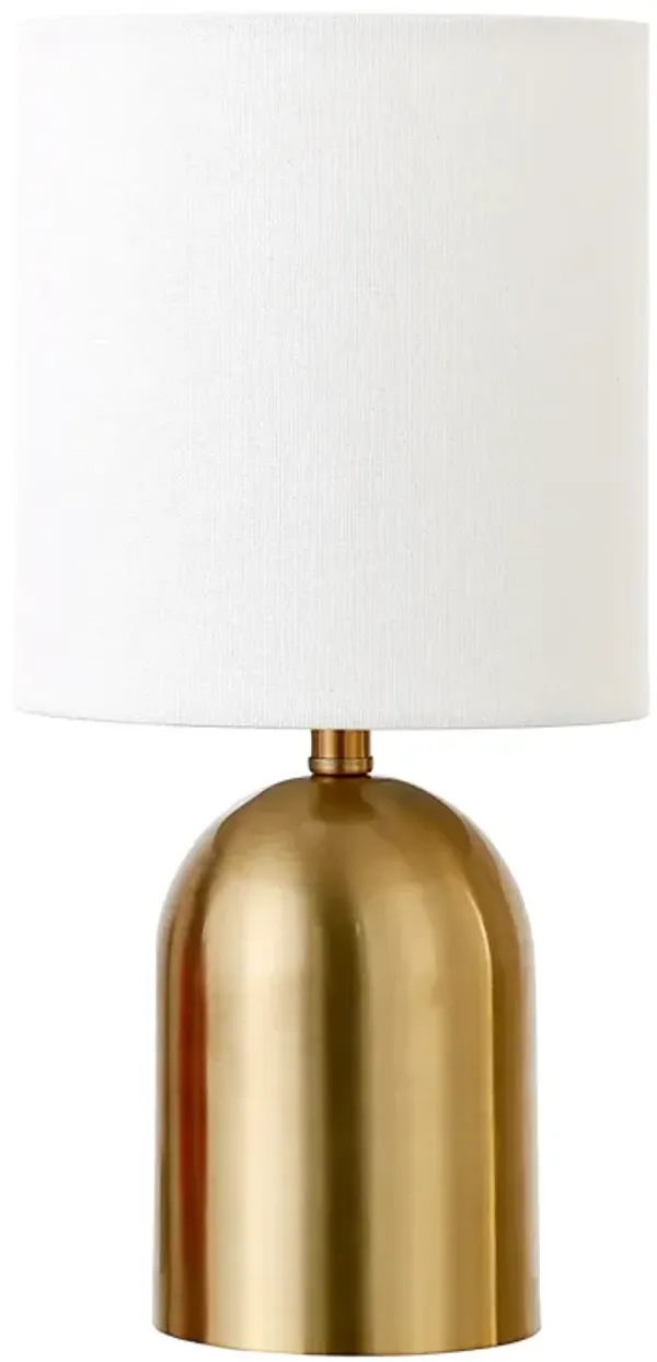 Metal Cylinder Table Lamp With White Drum Shade - Gold
