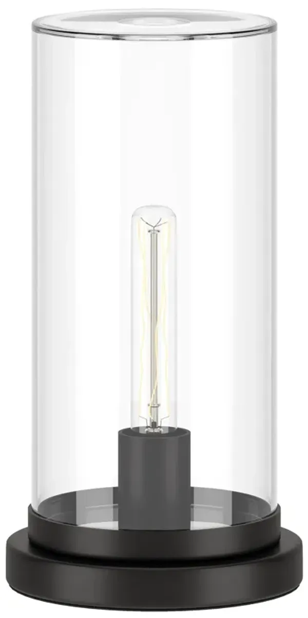 Metal Table Lamp With Clear Cylinder Shade - Black