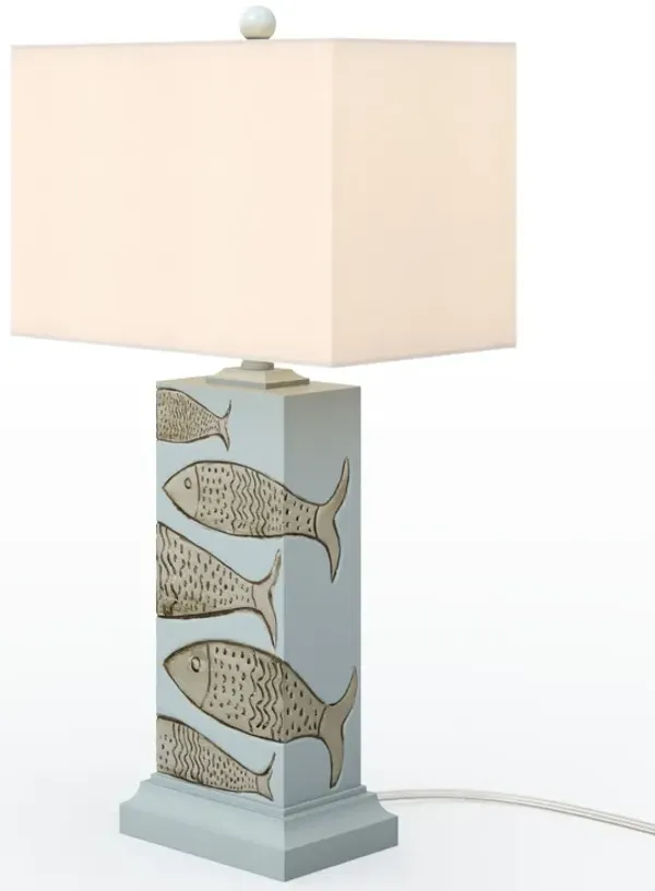 Table Lamp With White Cone Shade (Set of 2) - Blue