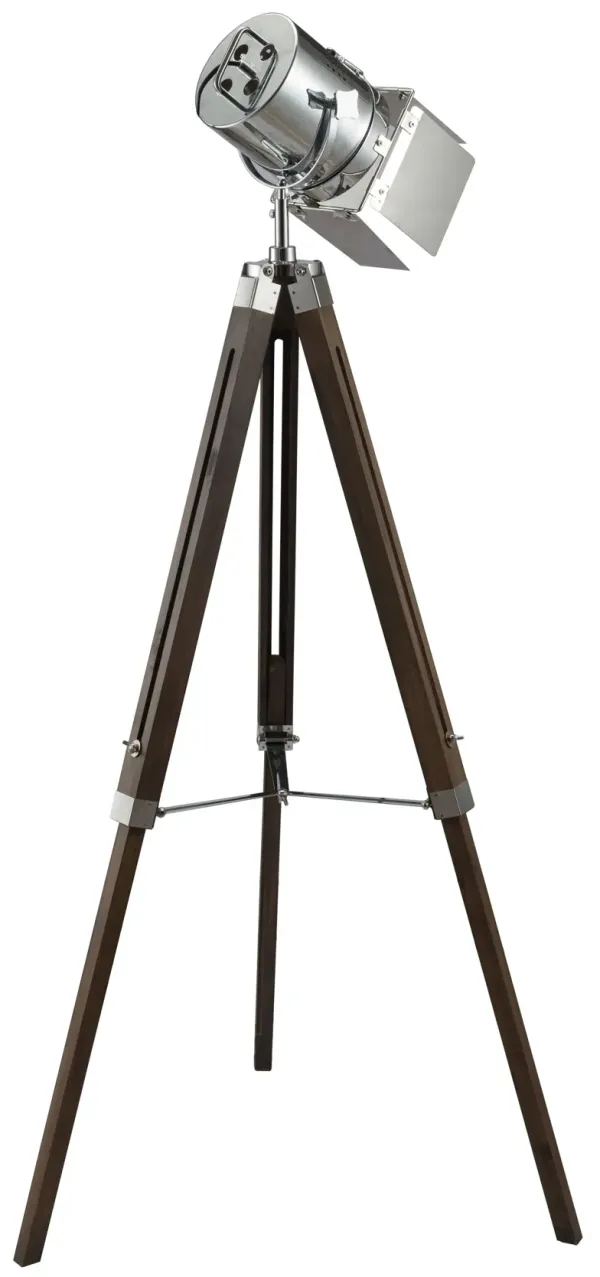 Metal Wood Floor Lamp - Antique Oak Chrome