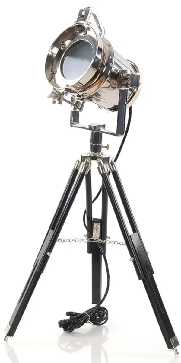 Alum Spot Light On Wooden Stand - Silver