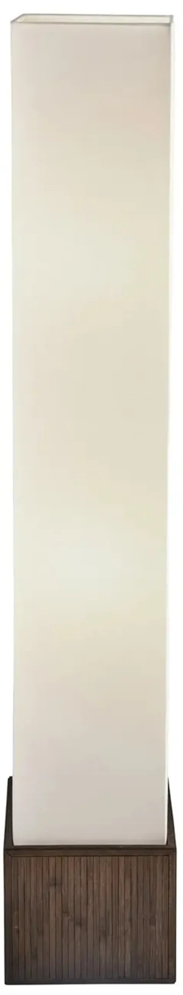 Rattan Lantern Floor Lamp With Long White Rectangular Shade - Brown