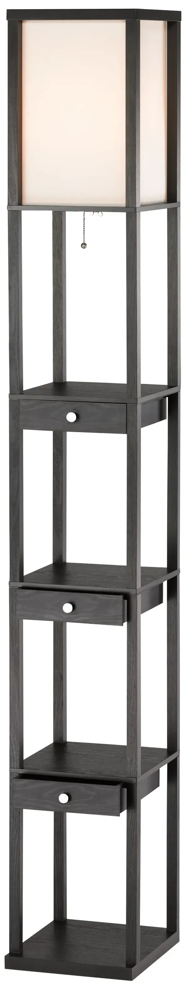 Column Floor Lamp With Off-White Solid Color Rectangular Shade - Black