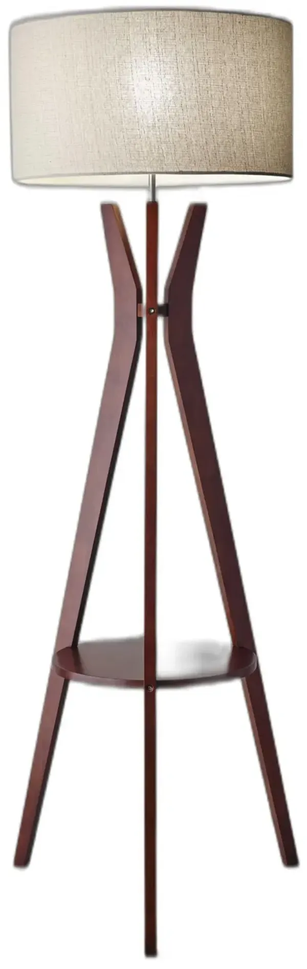 60" Solid Wood Tripod Floor Lamp With Drum Shade - Brown White