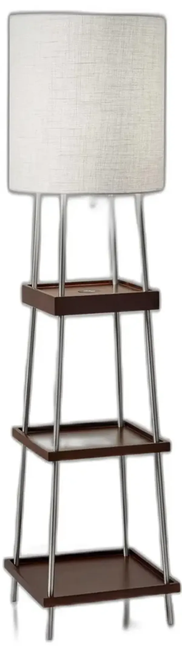 Column Floor Lamp With Drum Shade - Brown White