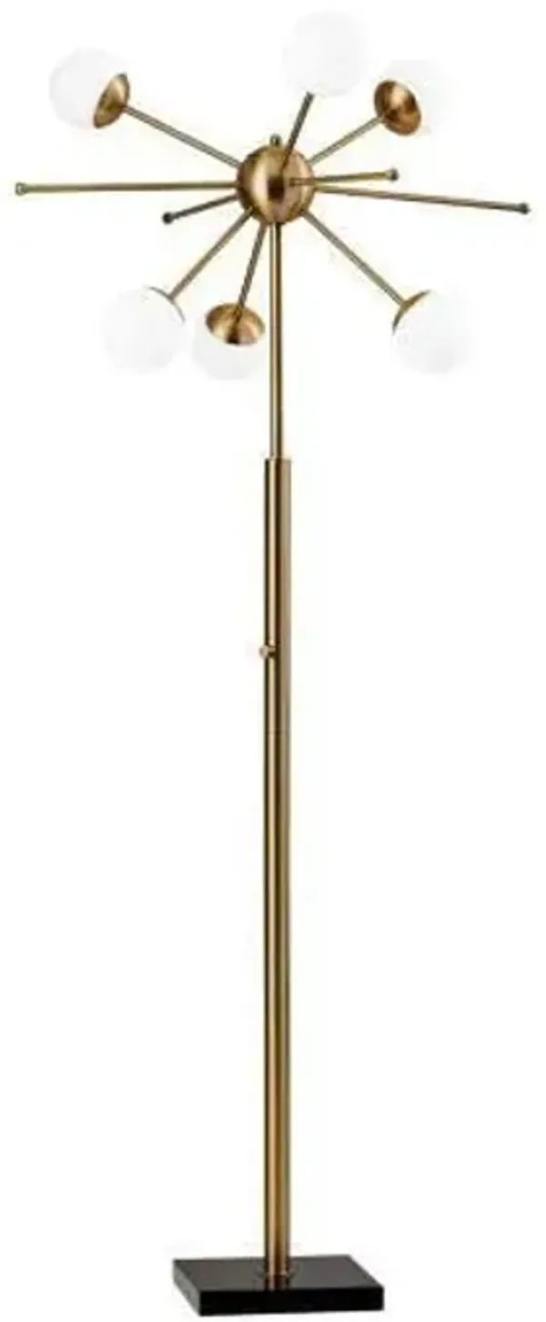 Six Light Novelty Floor Lamp - Brass