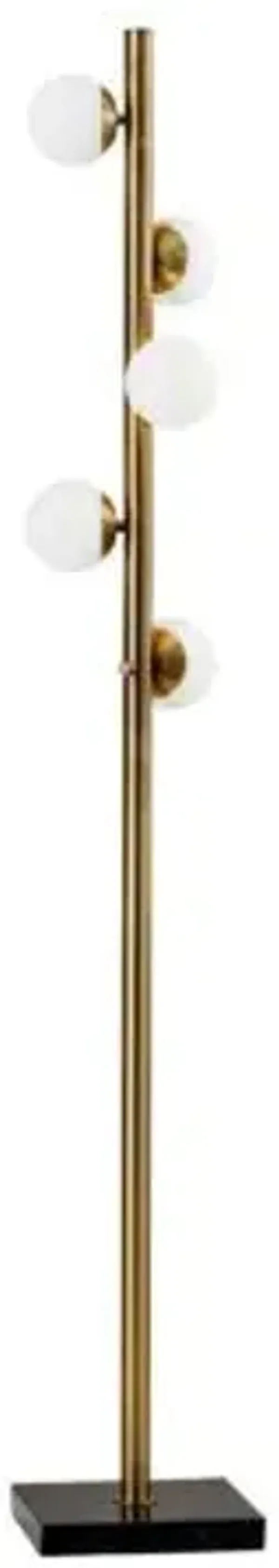 Swirled Sphere Metal LED Floor Lamp - Brass