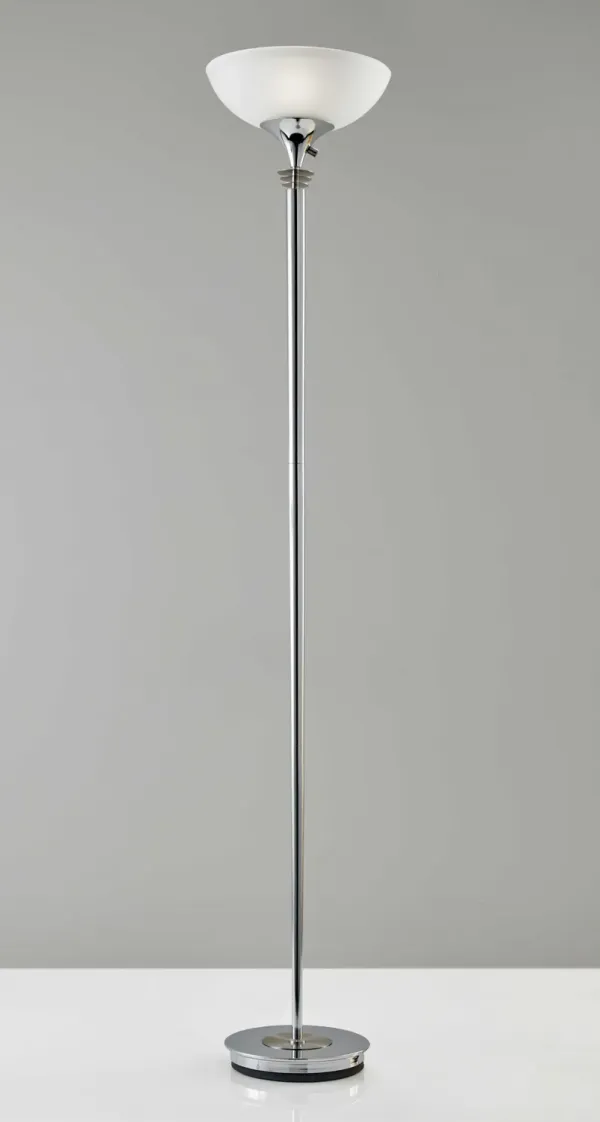 Modern Thick Pole Torchiere Floor Lamp - Chrome