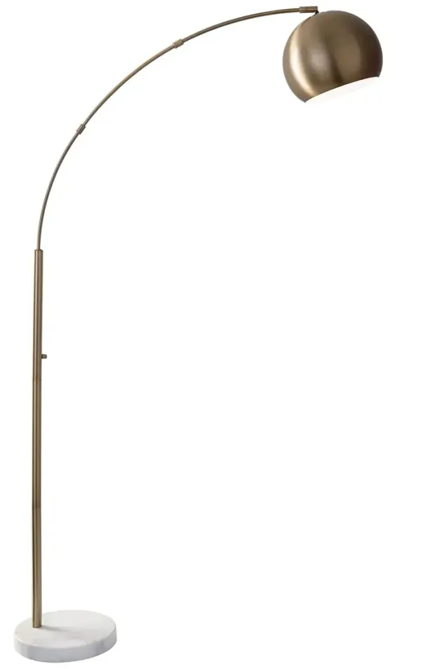 Arc Floor Lamp With Brass Solid Color Bowl Shade - Brass