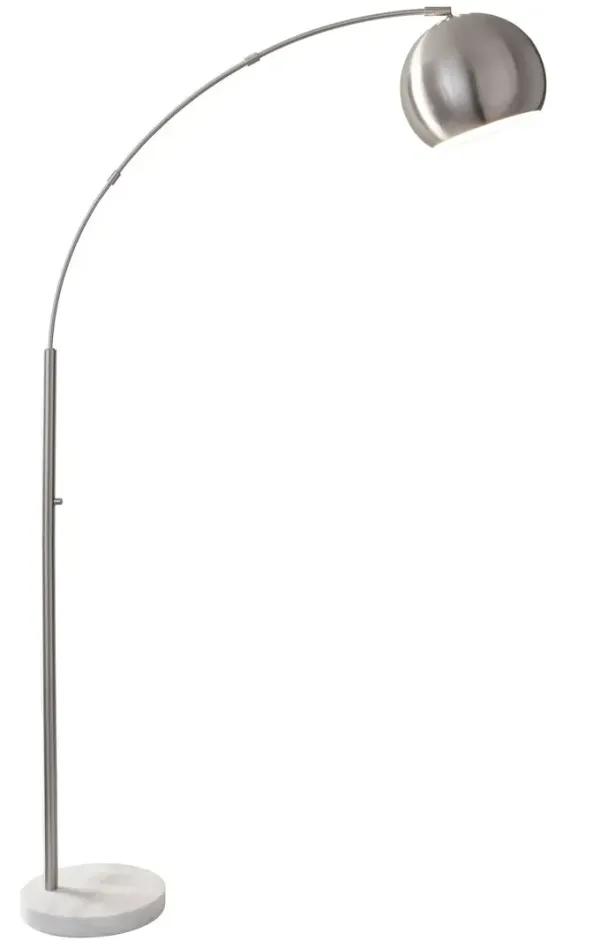 Steel Arc Floor Lamp With Solid Color Bowl Shade - Silver