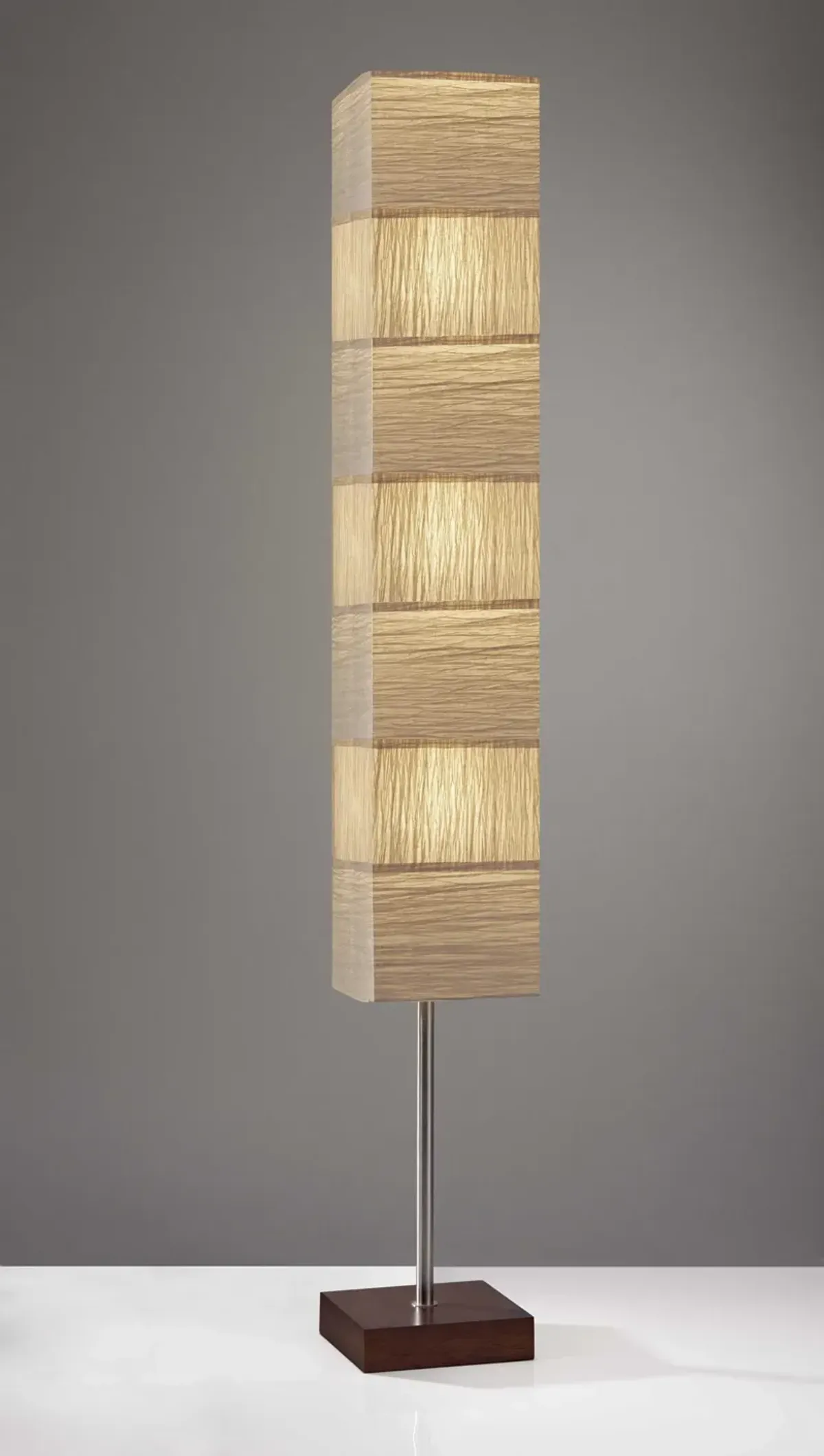 Column Floor Lamp With White Rectangular Shade - Natural