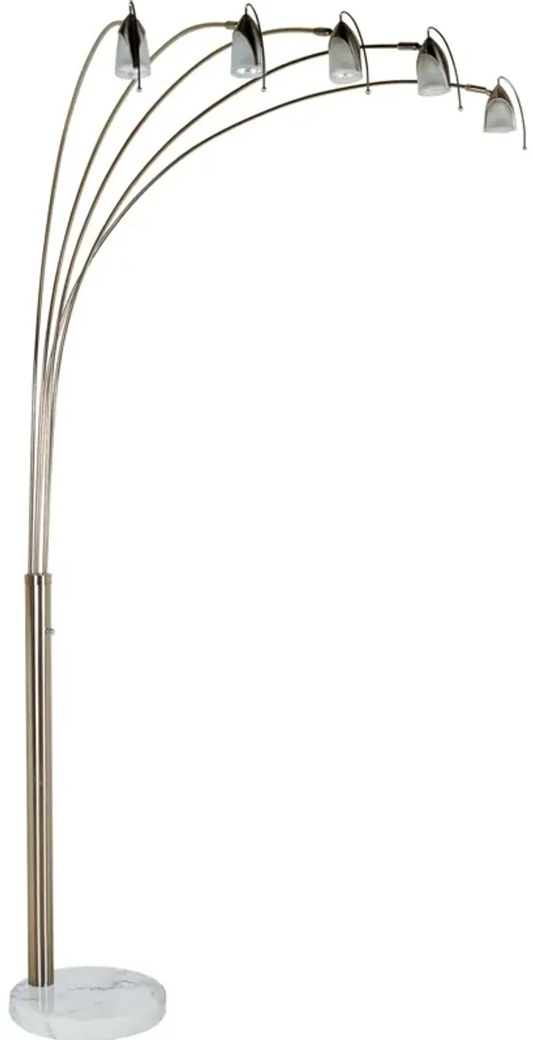 Dull Metal Floor Lamp With Five Adjustable Swing Arms - Gold