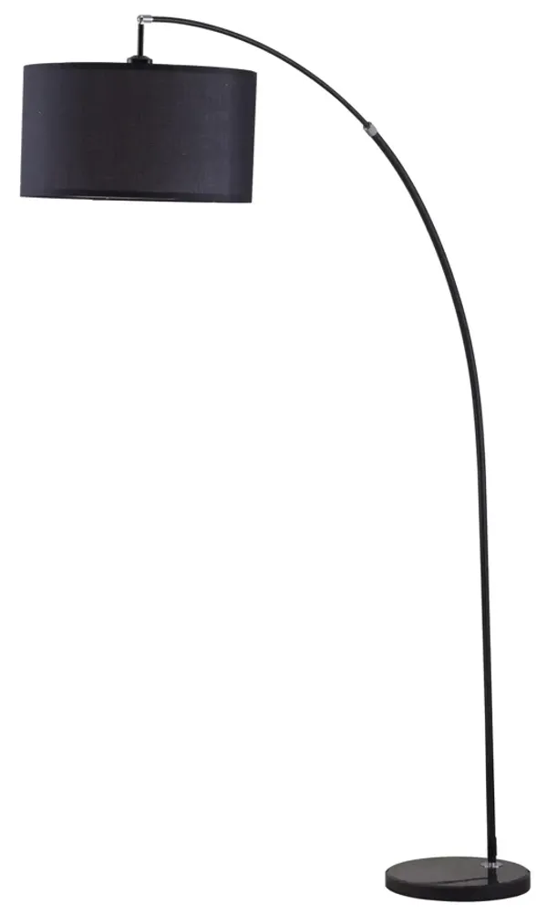Sleek Arc Floor Lamp With Black Drum Shade - Black