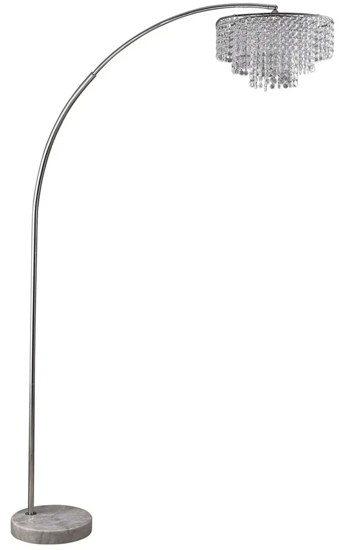 Arc Floor Lamp With Faux Crystal Beading - Silver And White