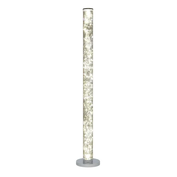 Steel LED Column Floor Lamp With Clear Drum Shade - White
