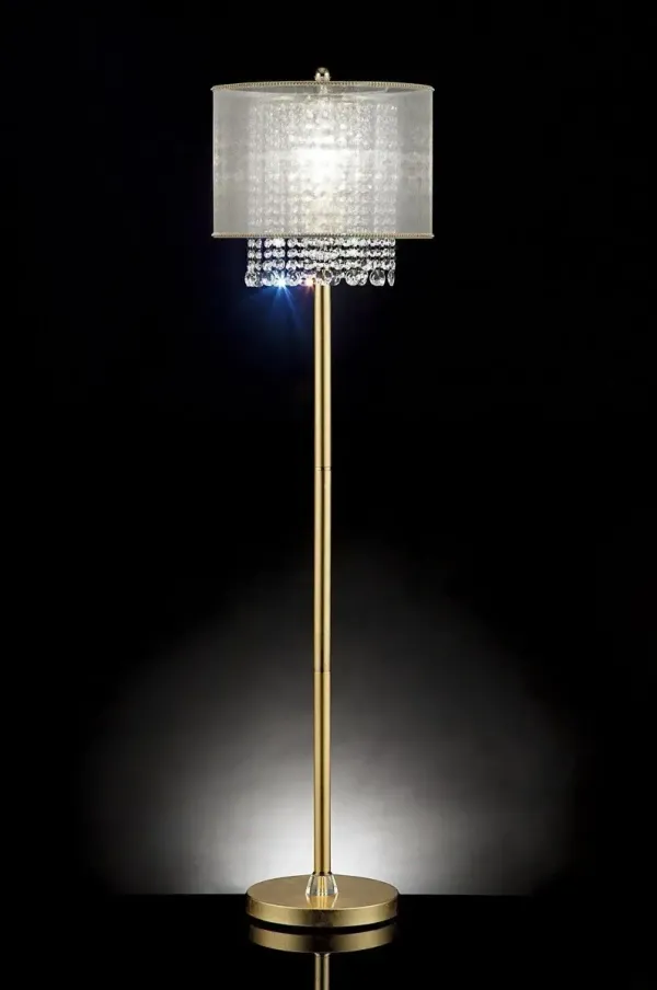 Novelty Floor Lamp With White Drum Shade - Gold